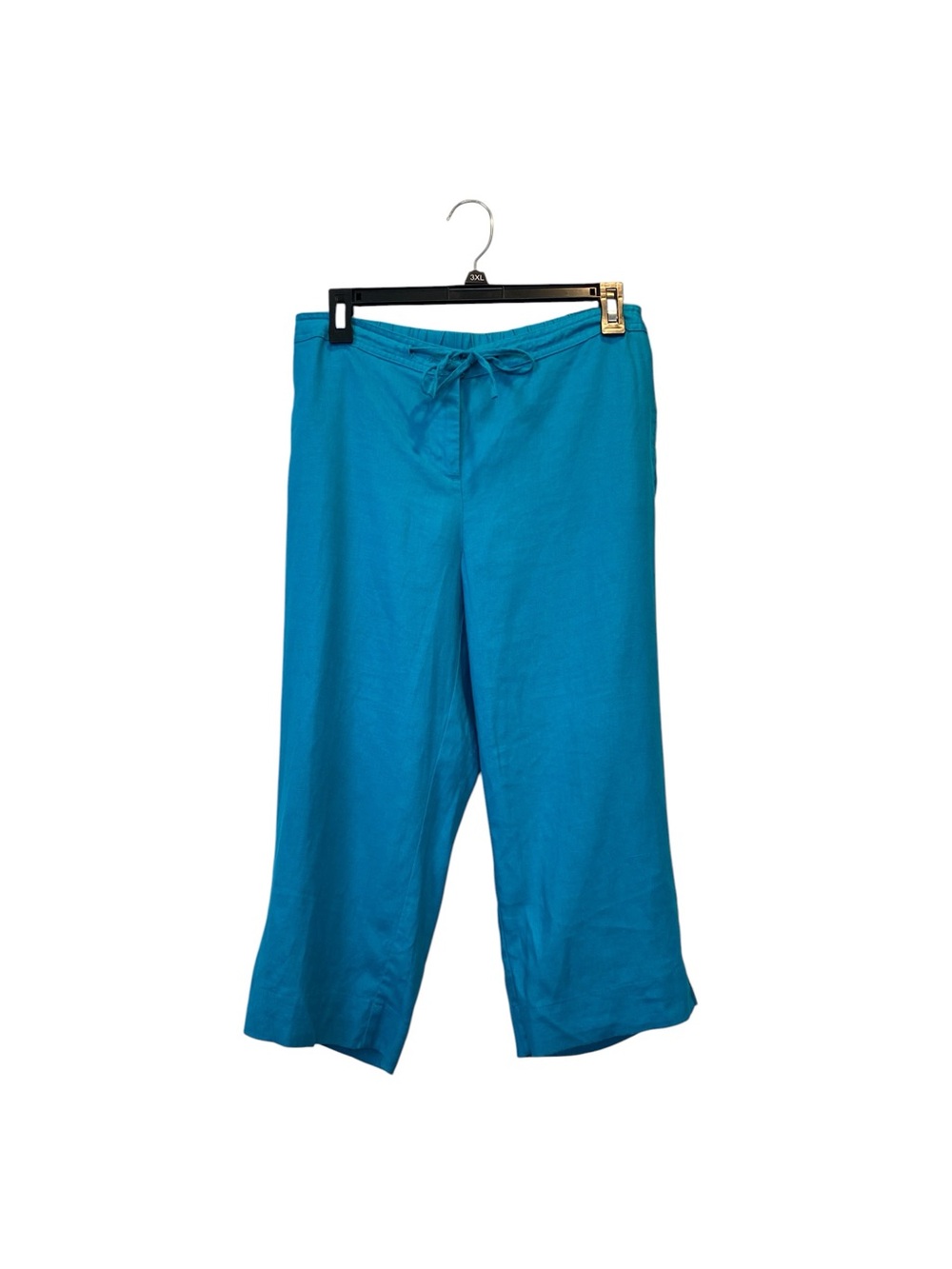 Kim Rogers Women's size 8 petite Turquoise 100% Linen crop Pants